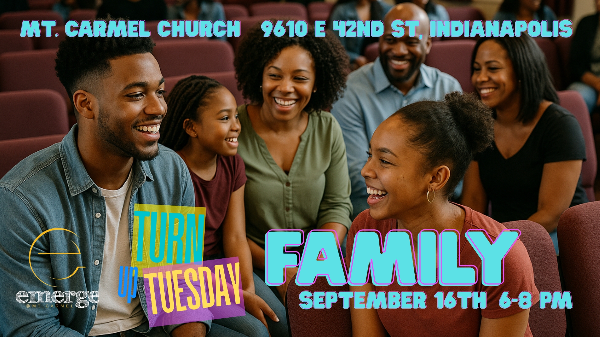 eMERGE Turn Up Tuesday Announcement Church Address